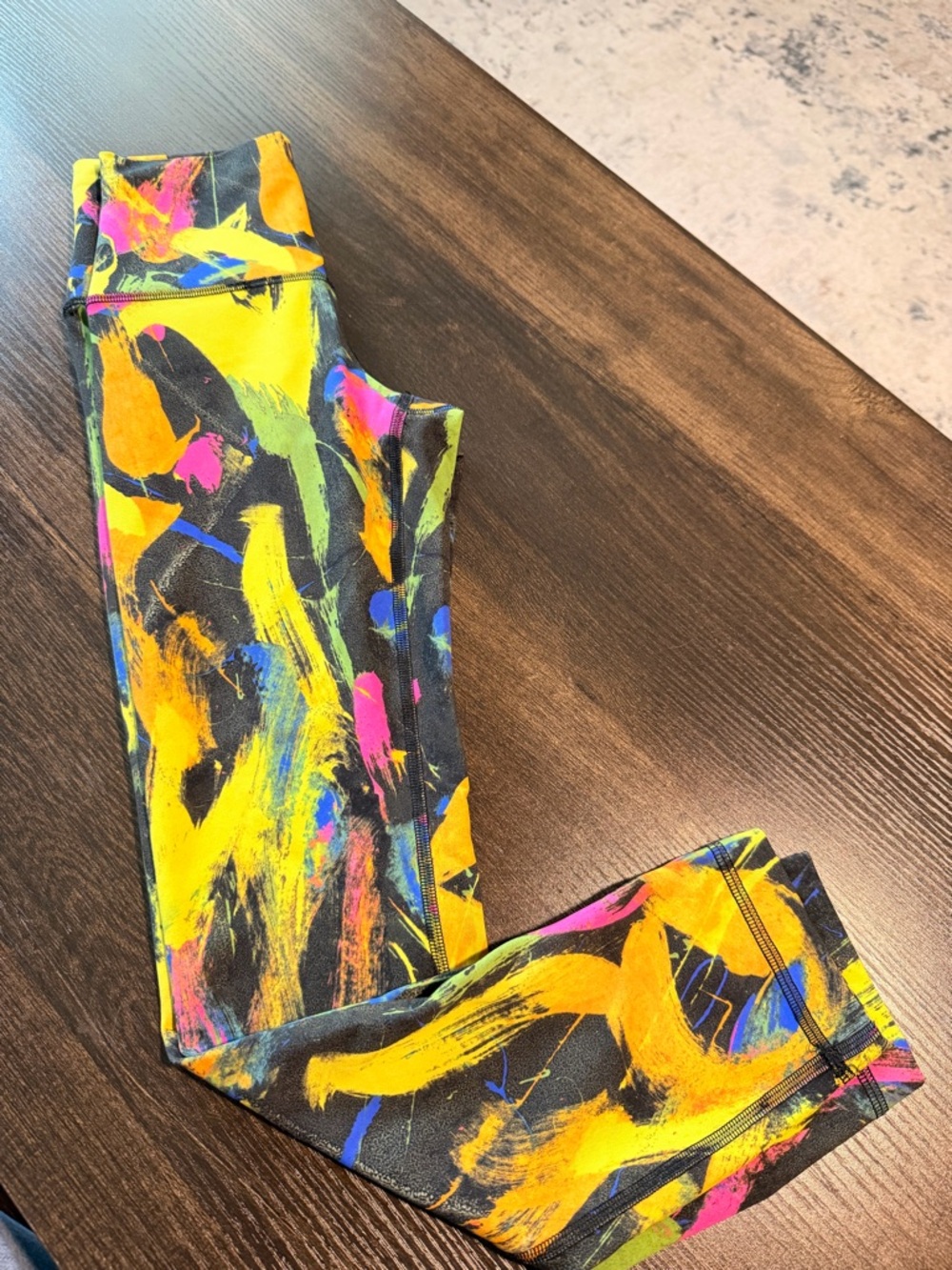 Lululemon Kids Black Multi-Color Abstract Print Leggings